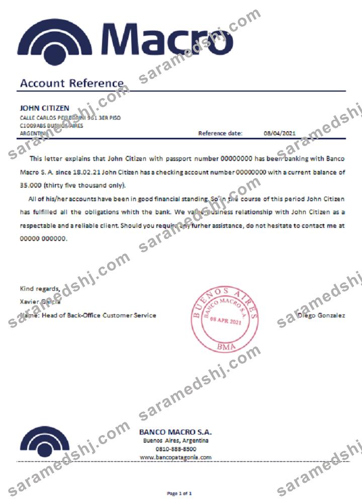 Argentina Banco Macro reference